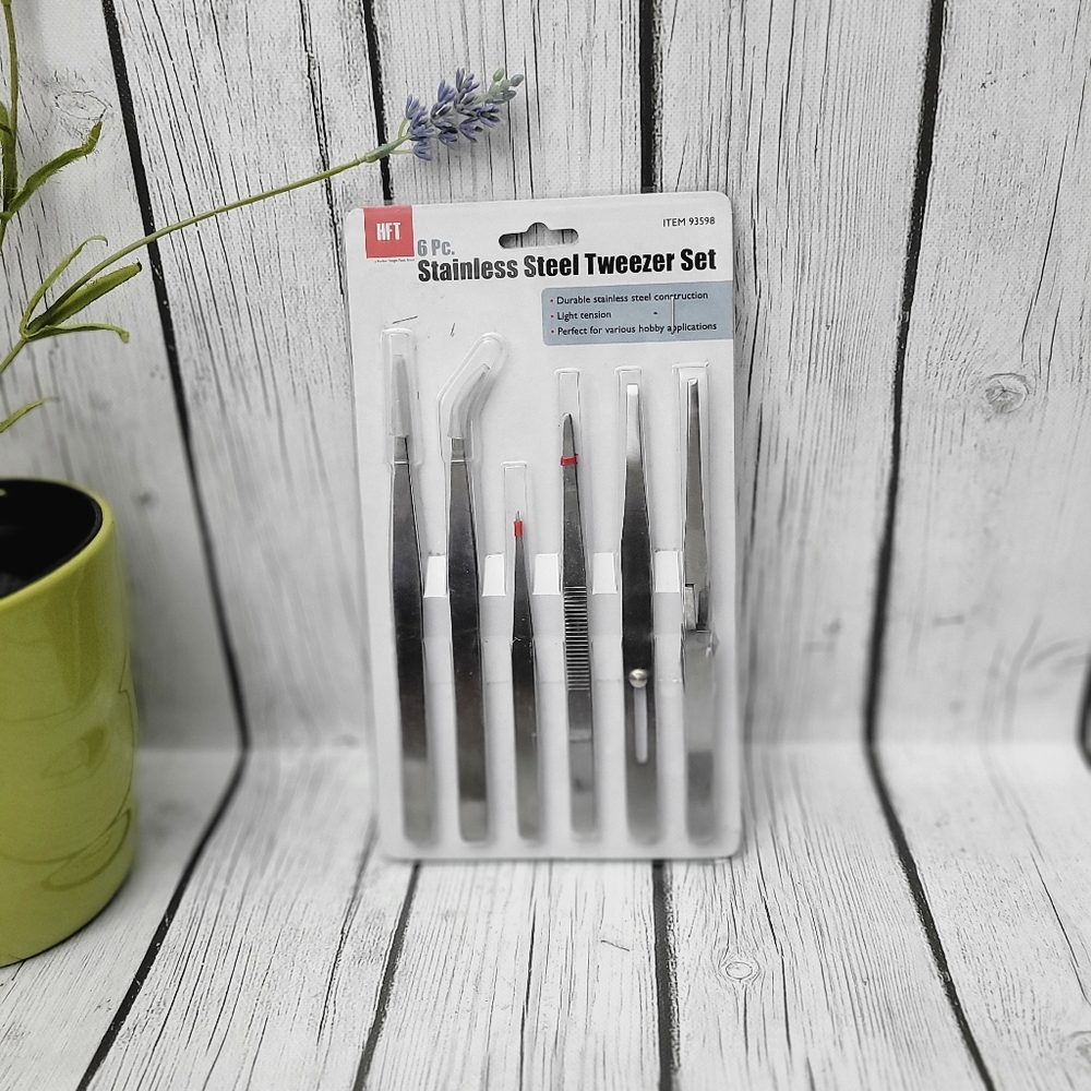 New 6pc Stainless Steel Tweezer Set